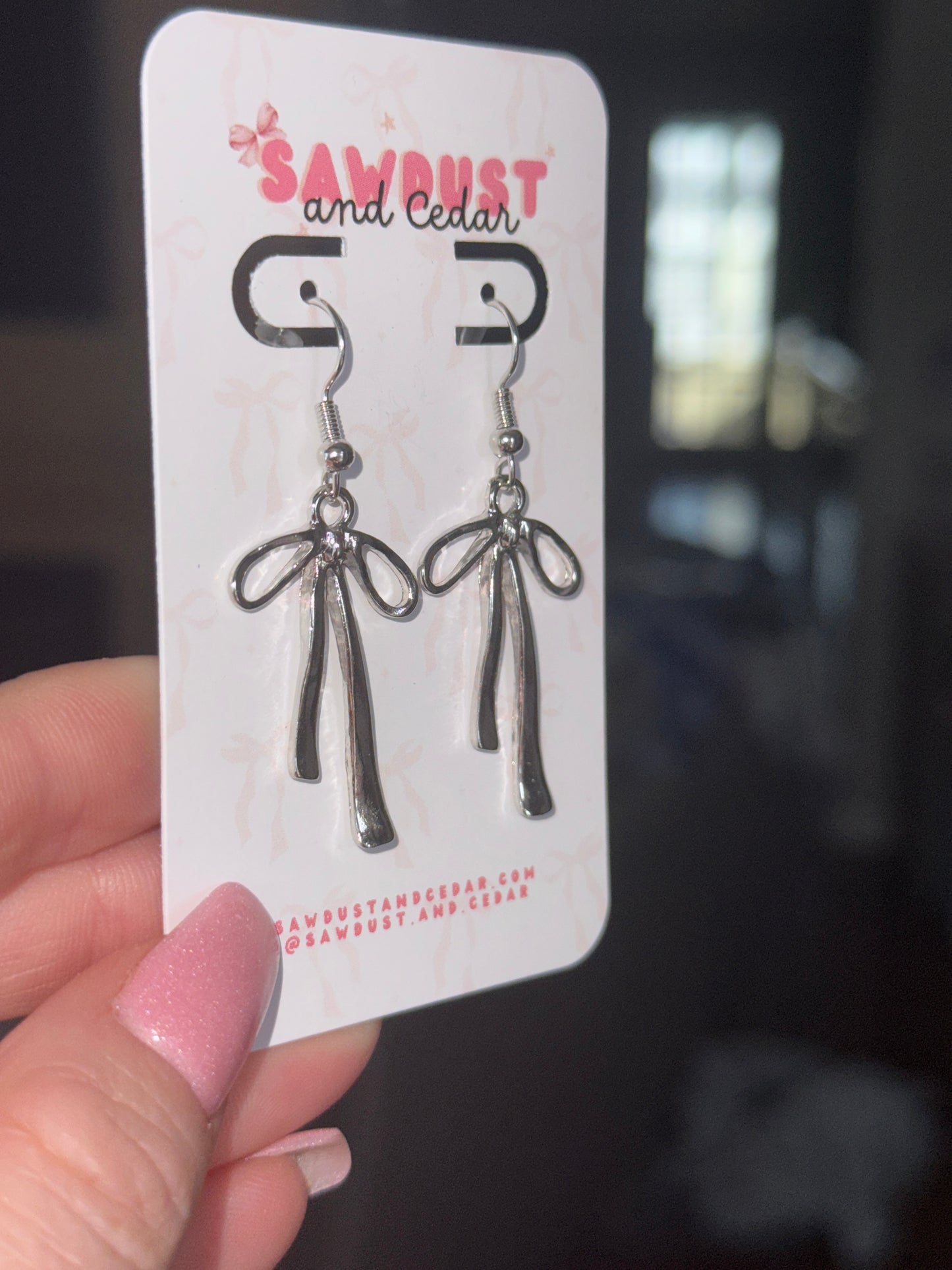 Silver Cascade Bow Earrings