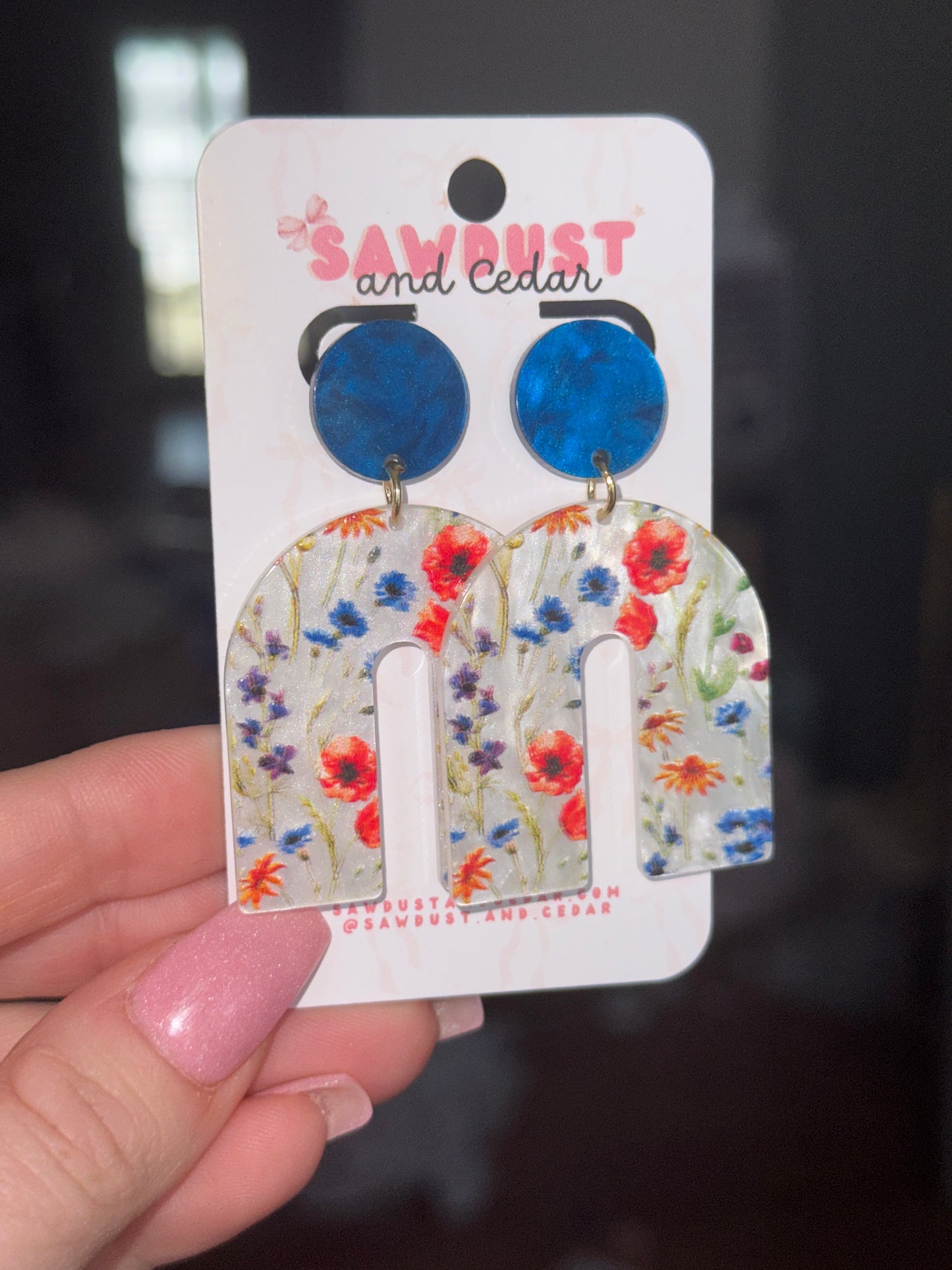 Blue Wildflower Arch Earrings