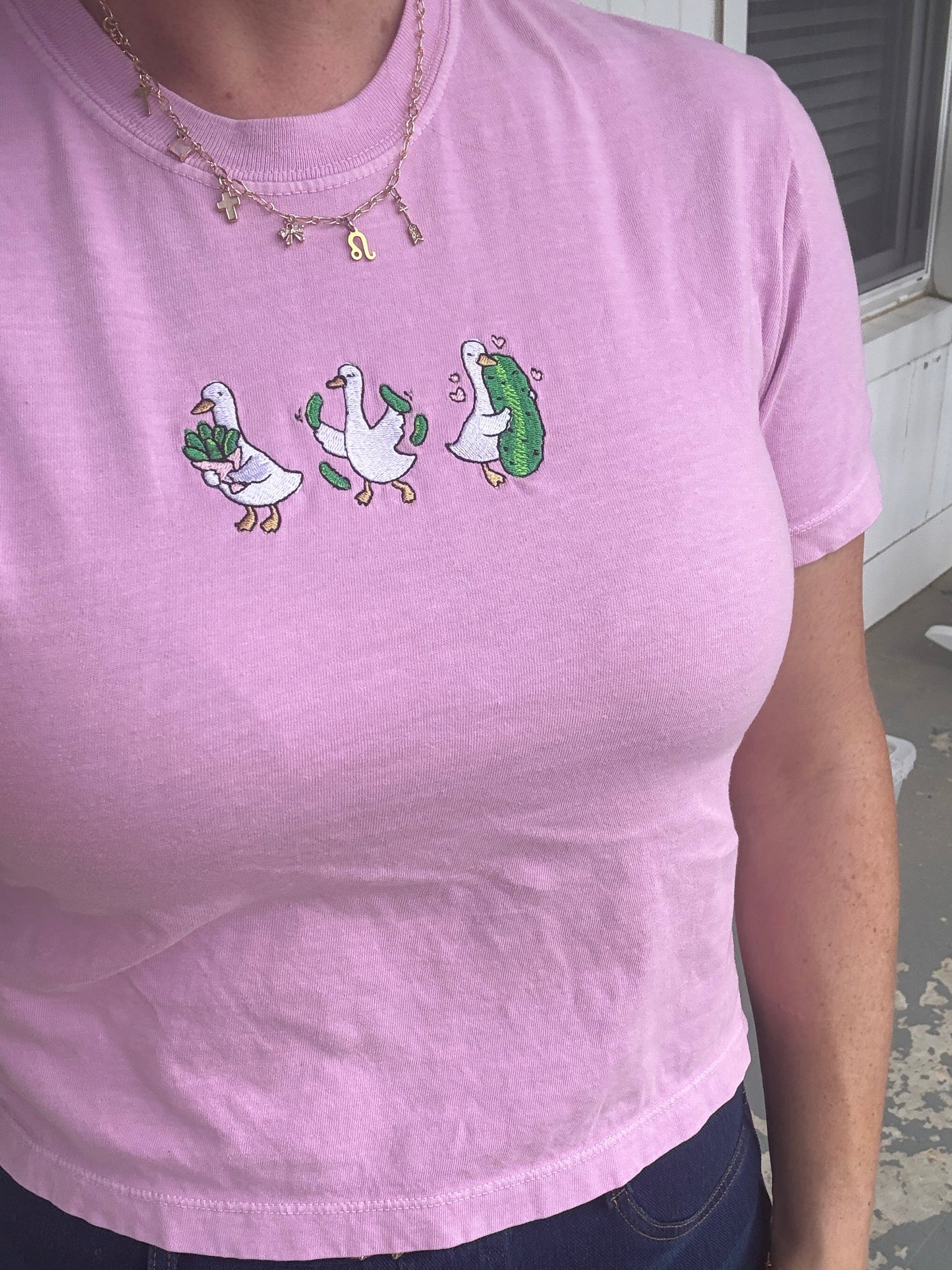 Pickle Goose Crop Tee - Sawdust and Cedar