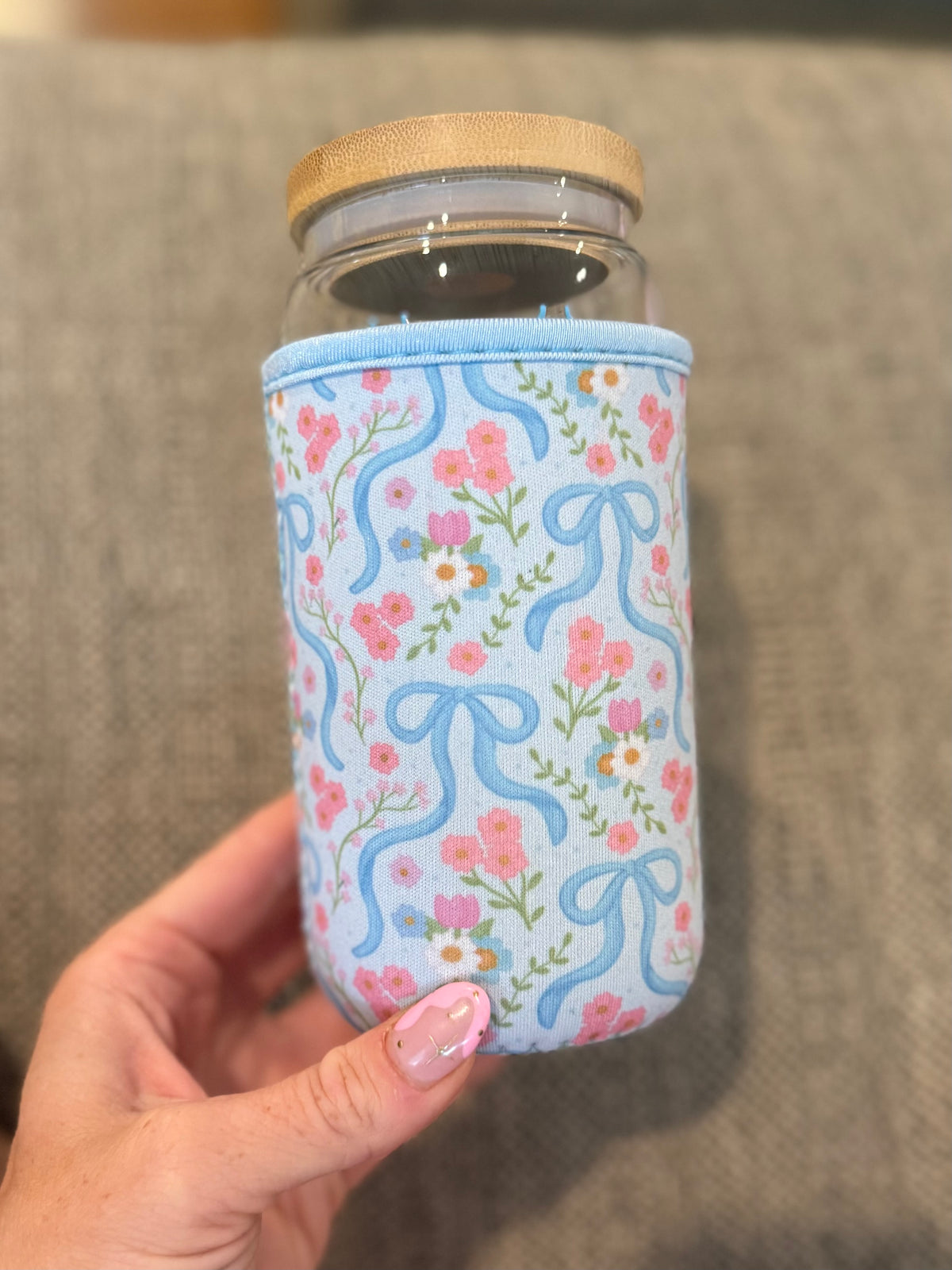 Blue Bows Cup Sleeve