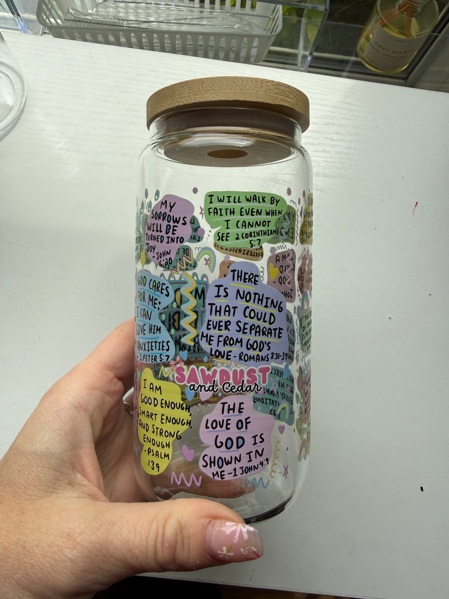 Daily Bible Affirmations Glass - Sawdust and Cedar