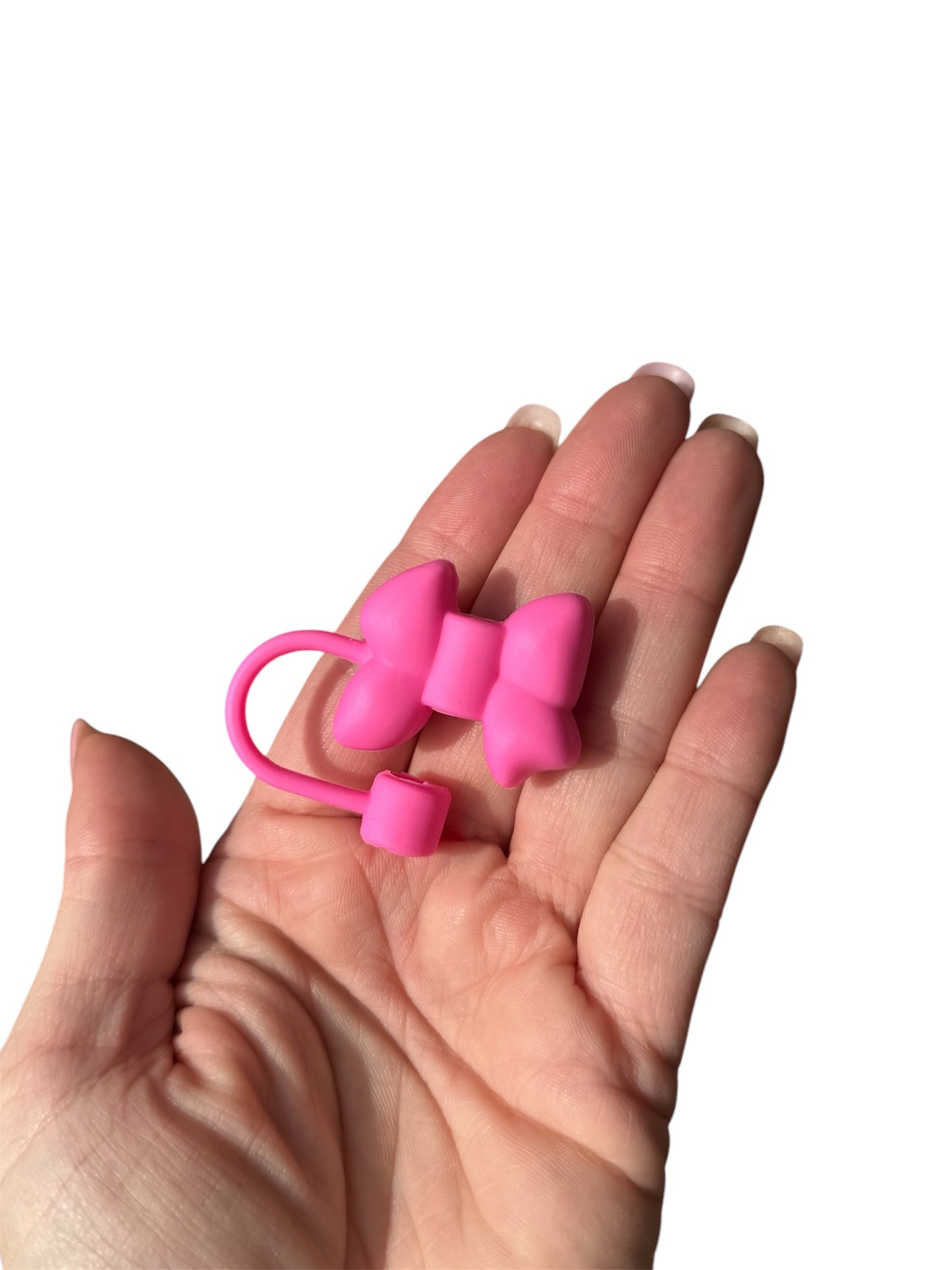 Hot Pink Bow Straw Topper