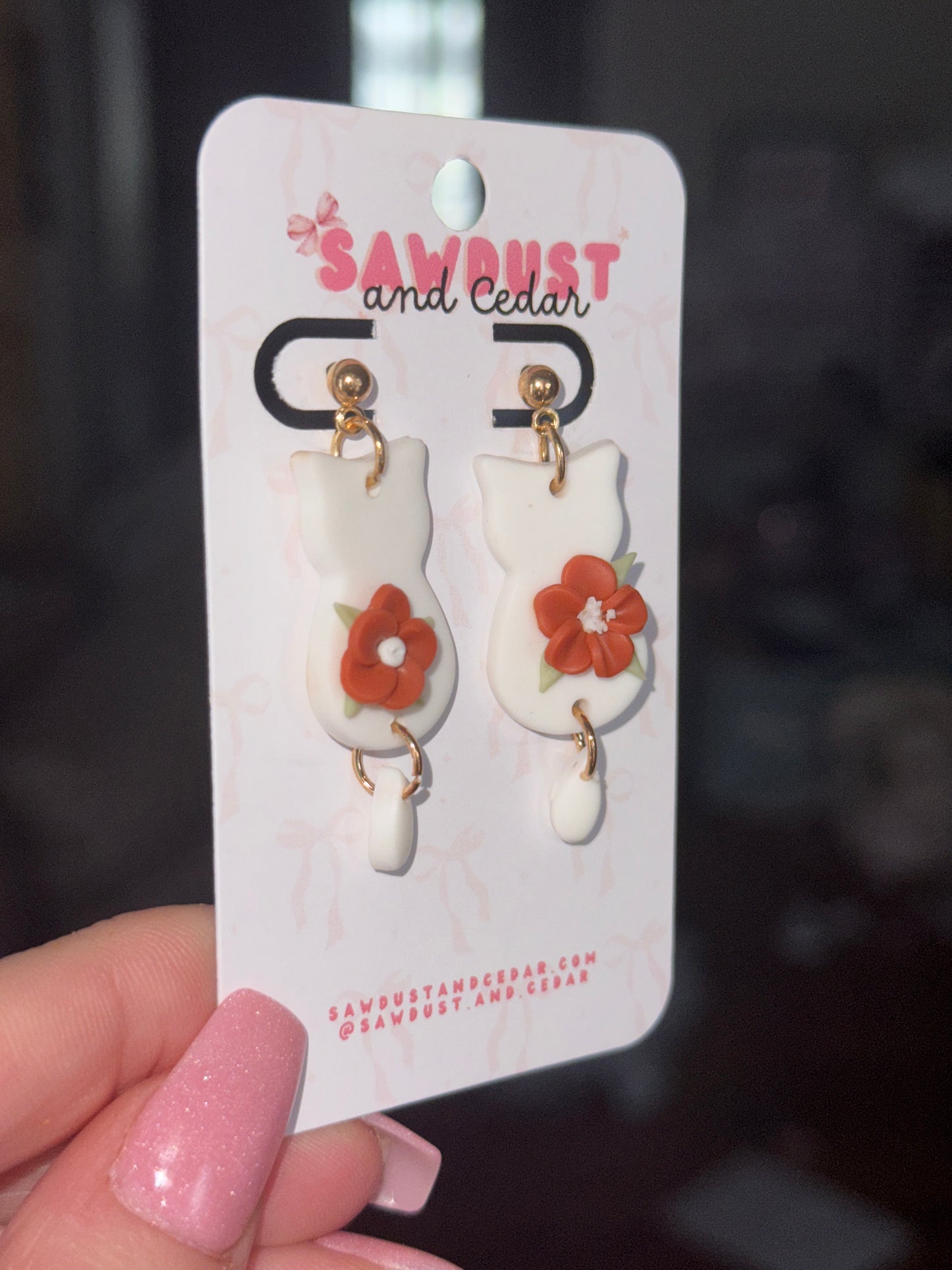 Floral Cat Earrings