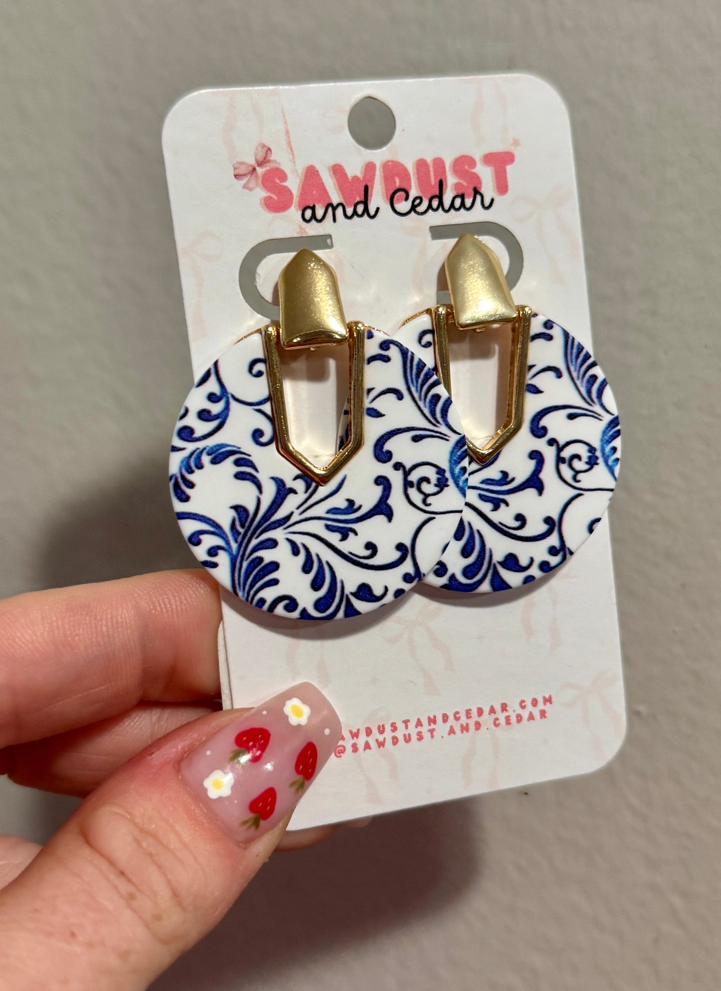 Blue Porcelain Disc Earrings