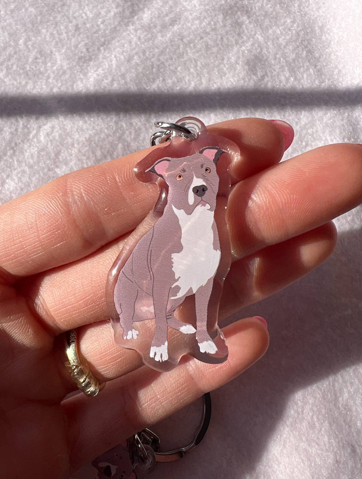 Pit Bull (gray), Staffy (gray) Keychain