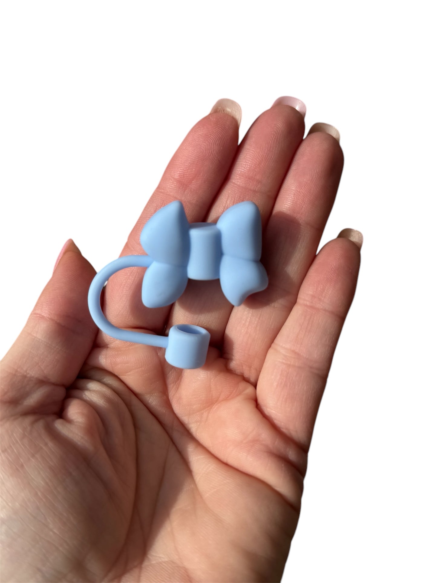 Blue Bow Straw Topper