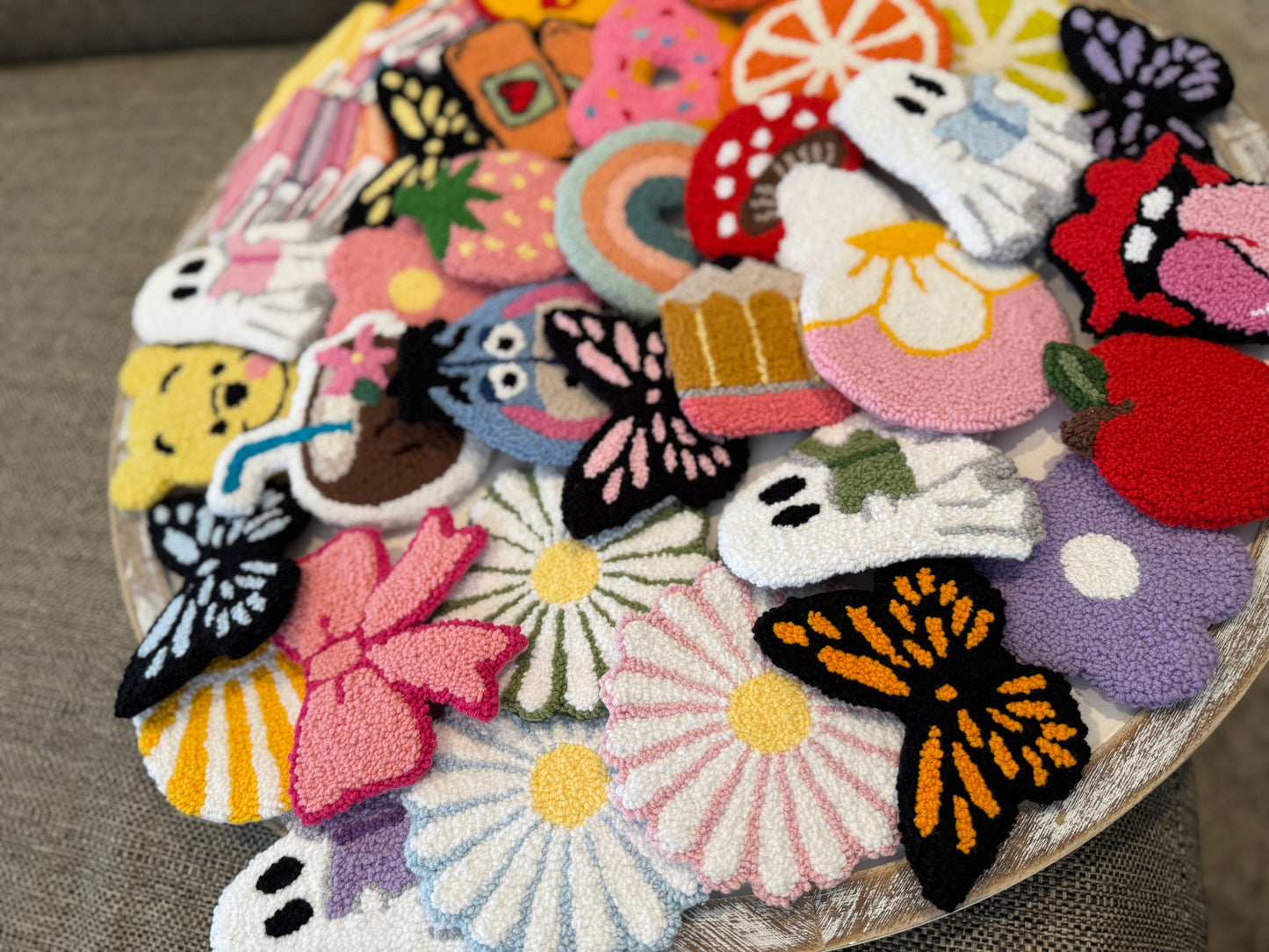 Daisy Mug Rug Coasters pink