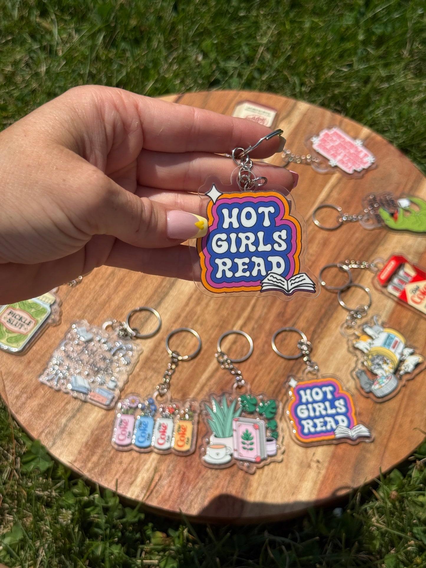 Hot Girls Read Keychain or Hanger