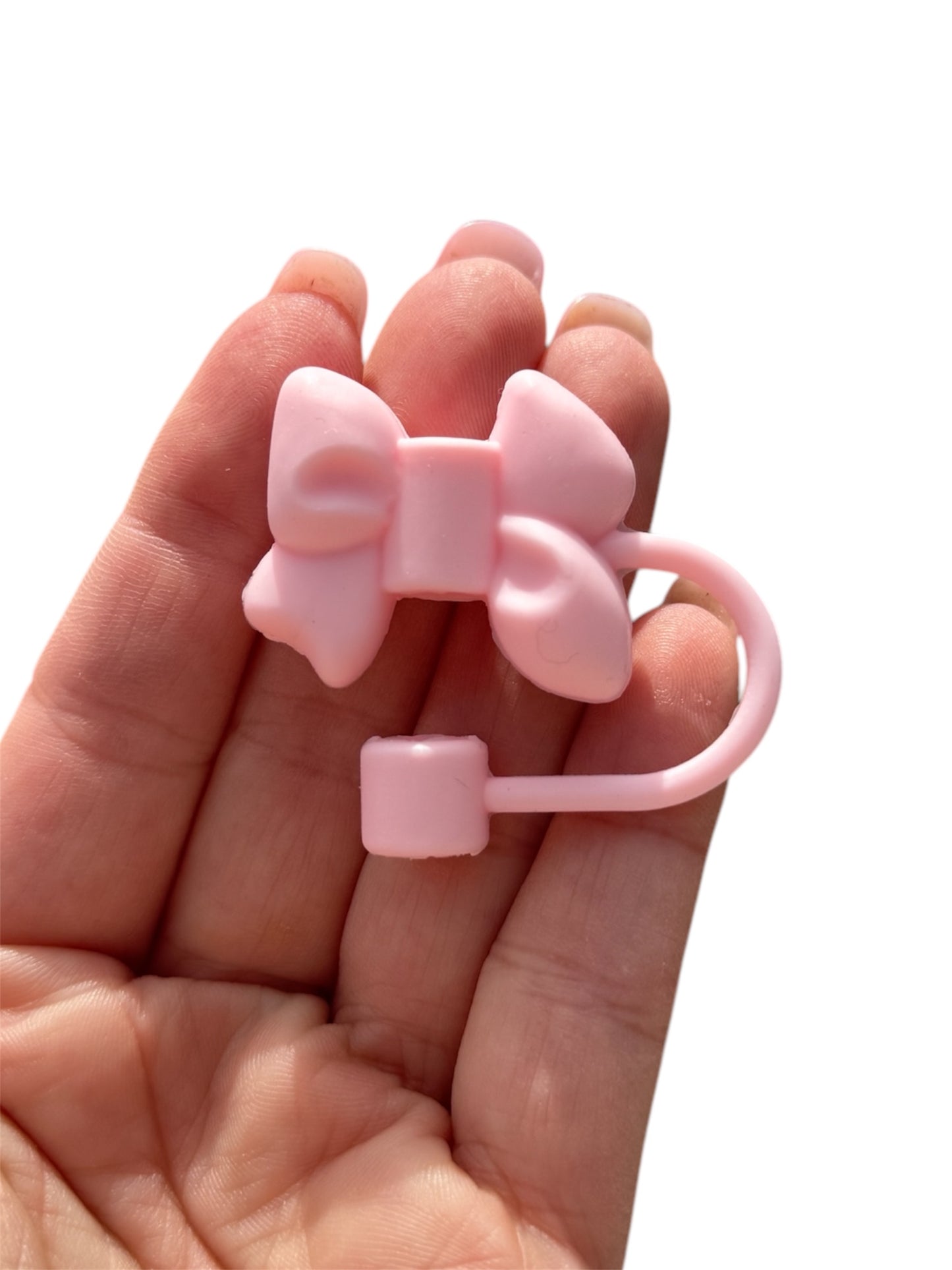 Pink Bow Straw Topper