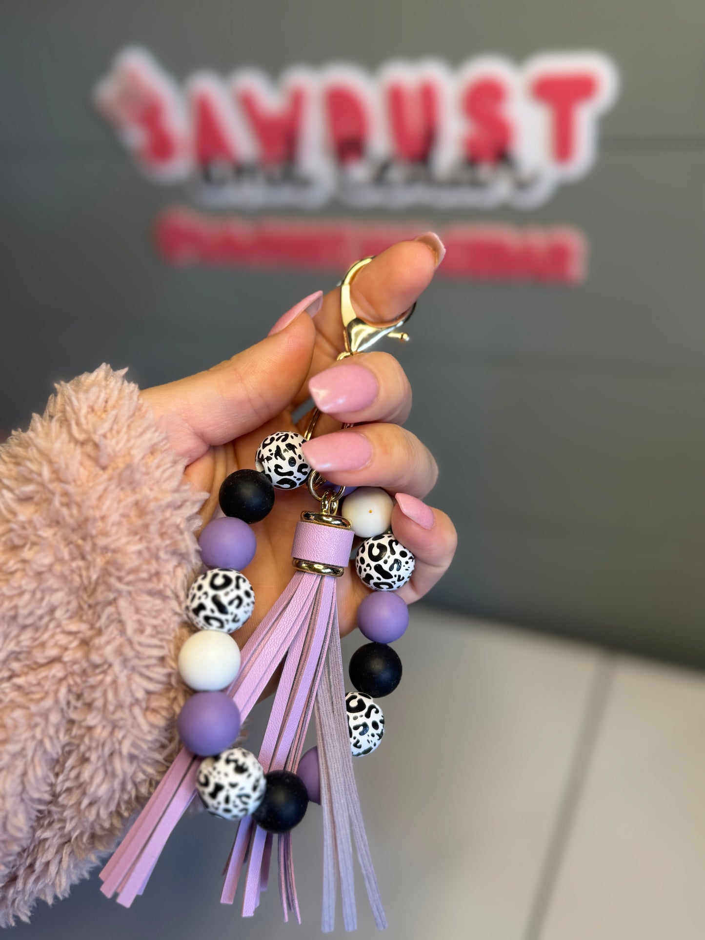 Lilac Leopard Wristlet