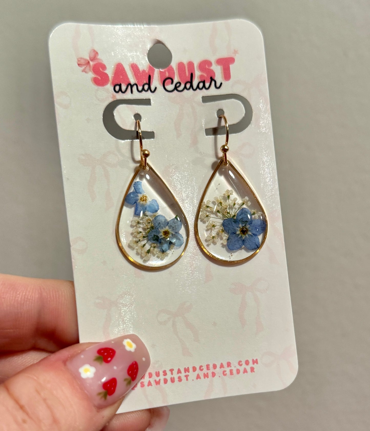 Blue Blossom Forget Me Not Drop Earrings