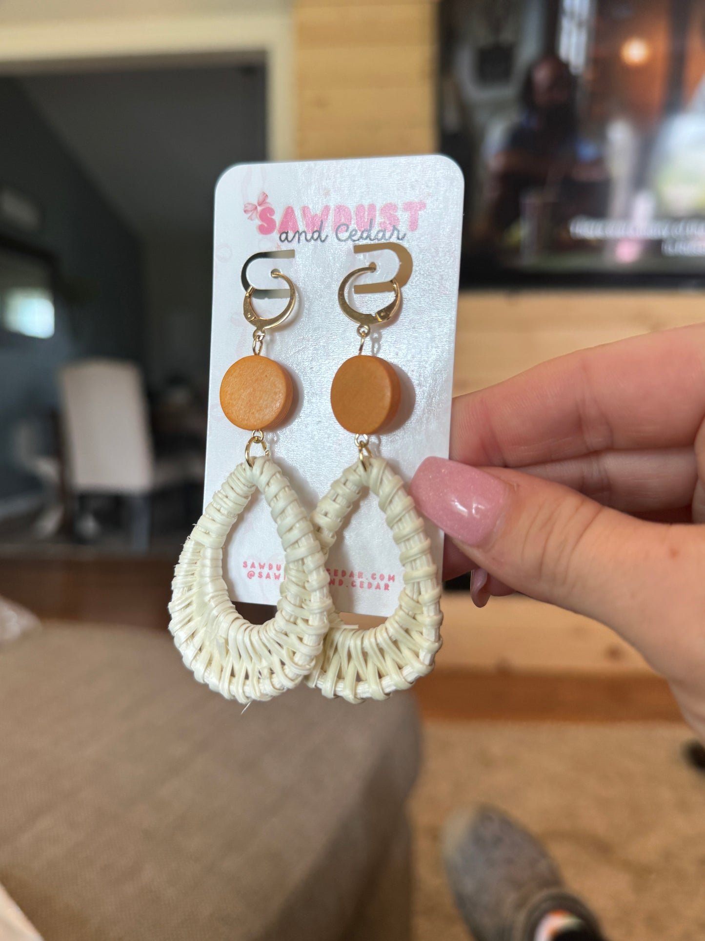 Boho Rattan Drop Earrings