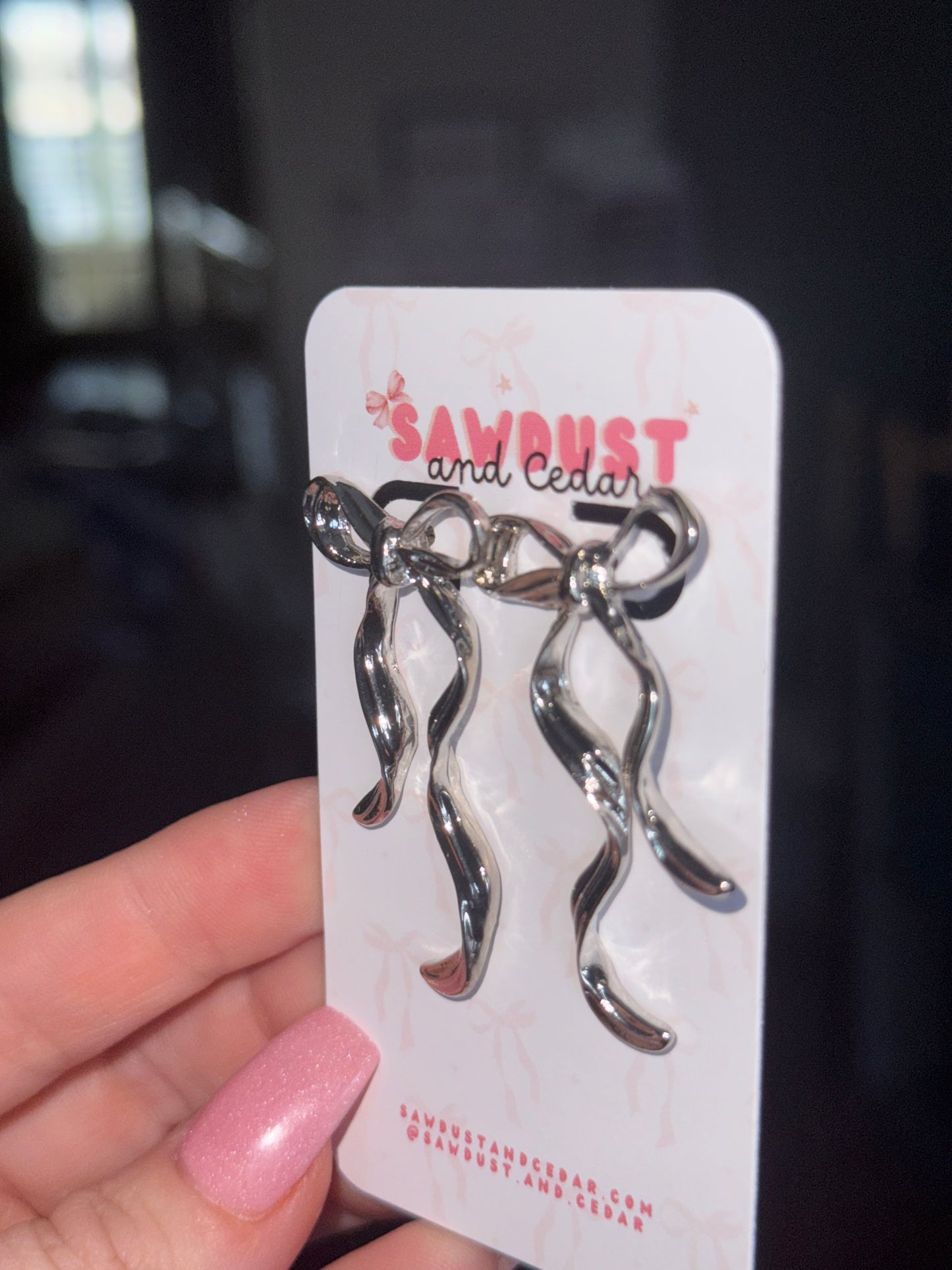 Silver Ribbon Twist Earrings