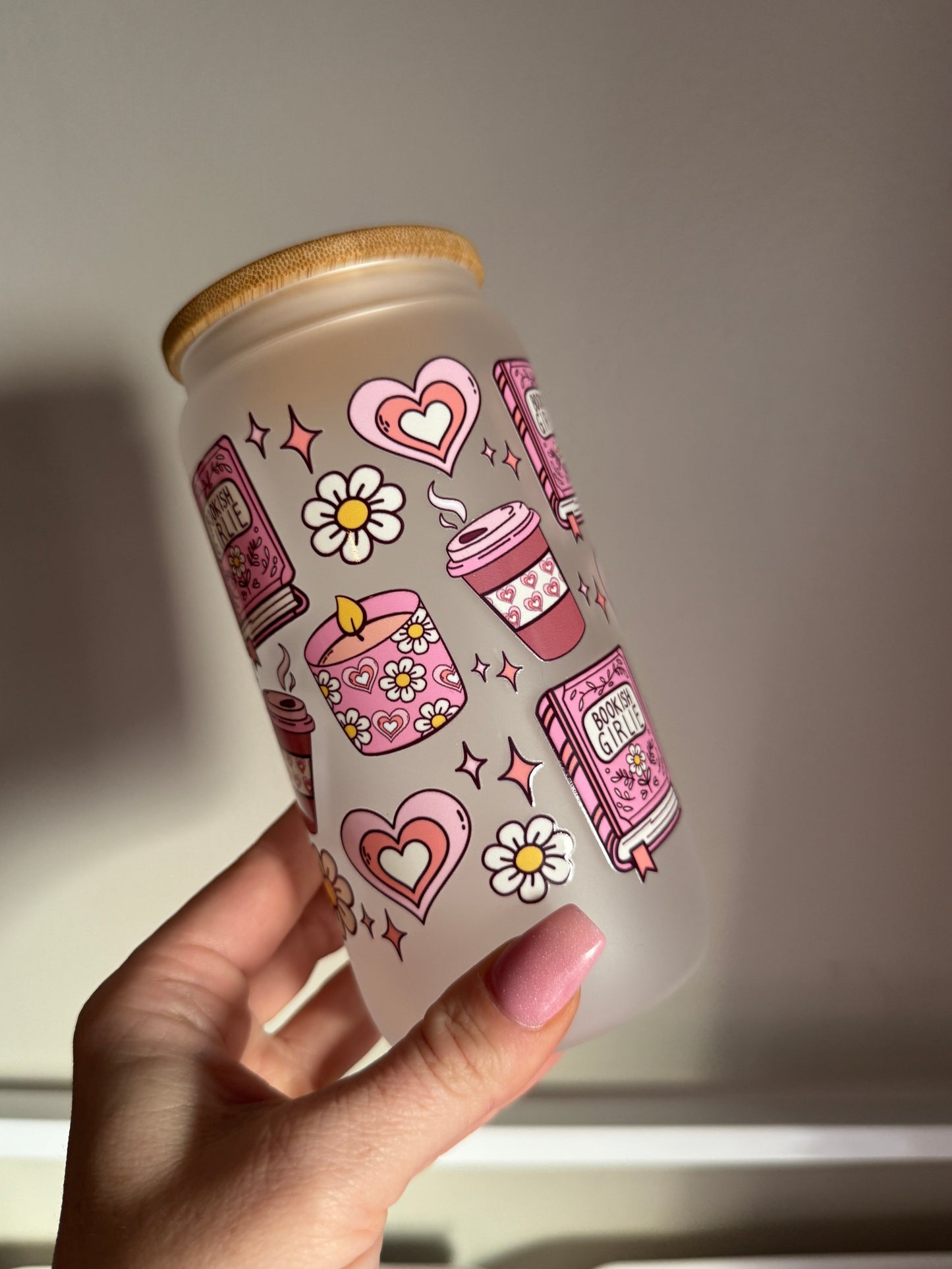 Bookish Girly Glass Cup