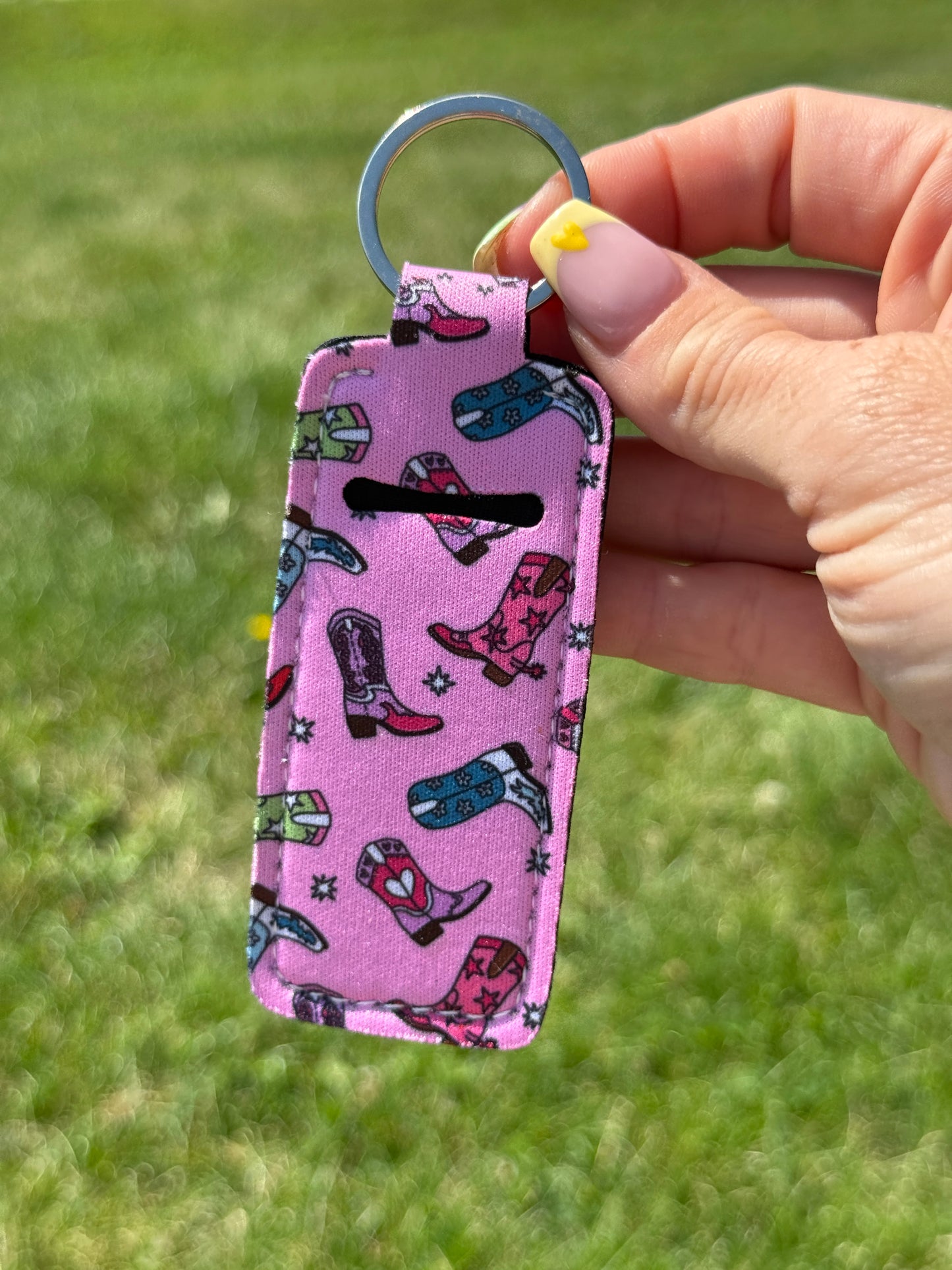 Cowgirl Boots Chapstick Holder Keychain