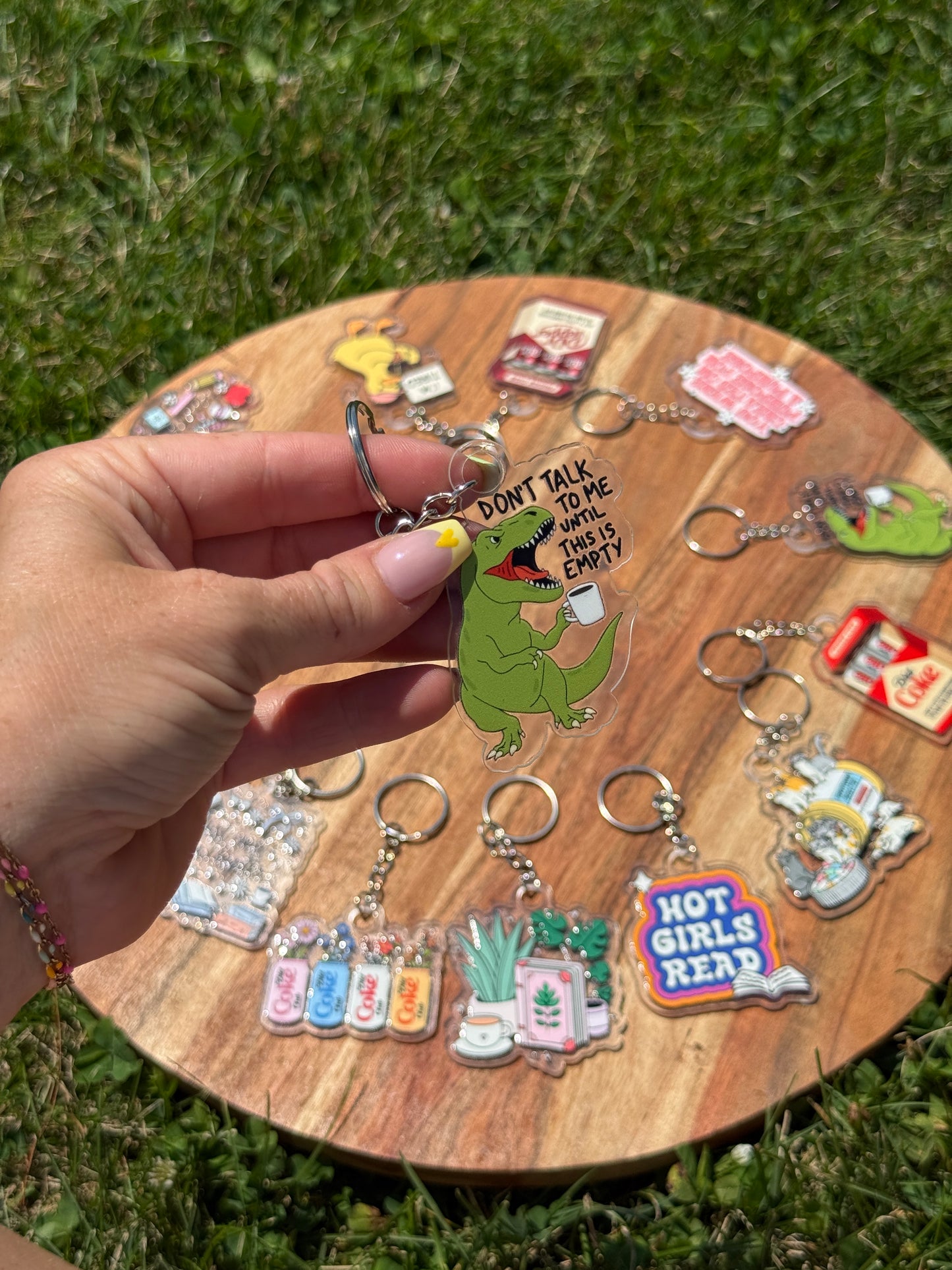 Coffee Dinosaur Keychain or Hanger
