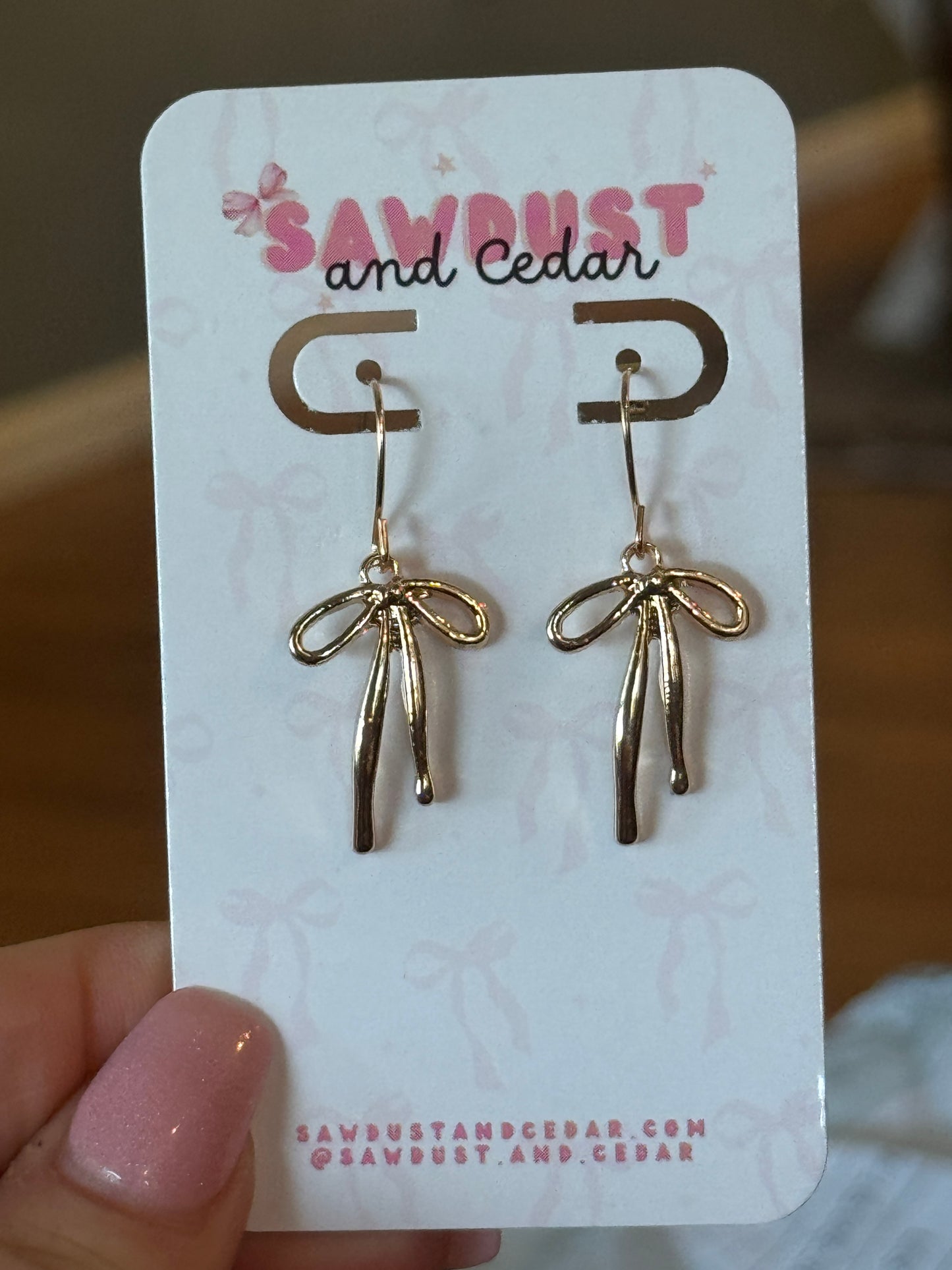 Petite Bow Gold Drop Earrings