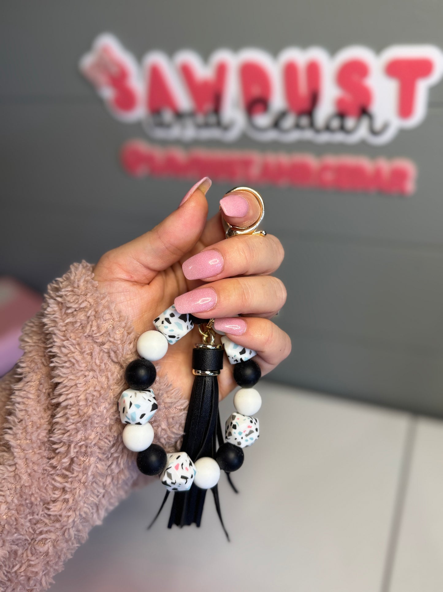 Speckled B/W Confetti Wristlet