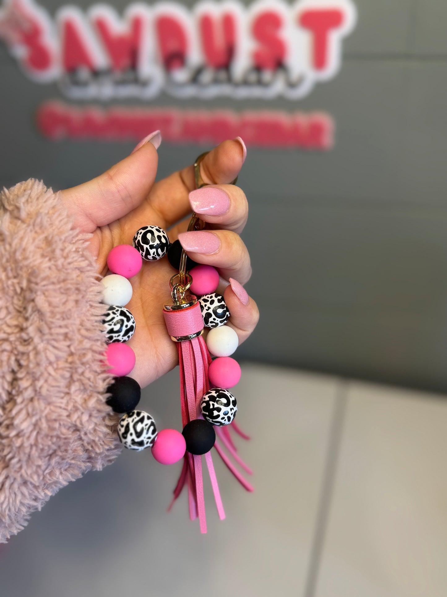 Hot Pink Leopard Wristlet