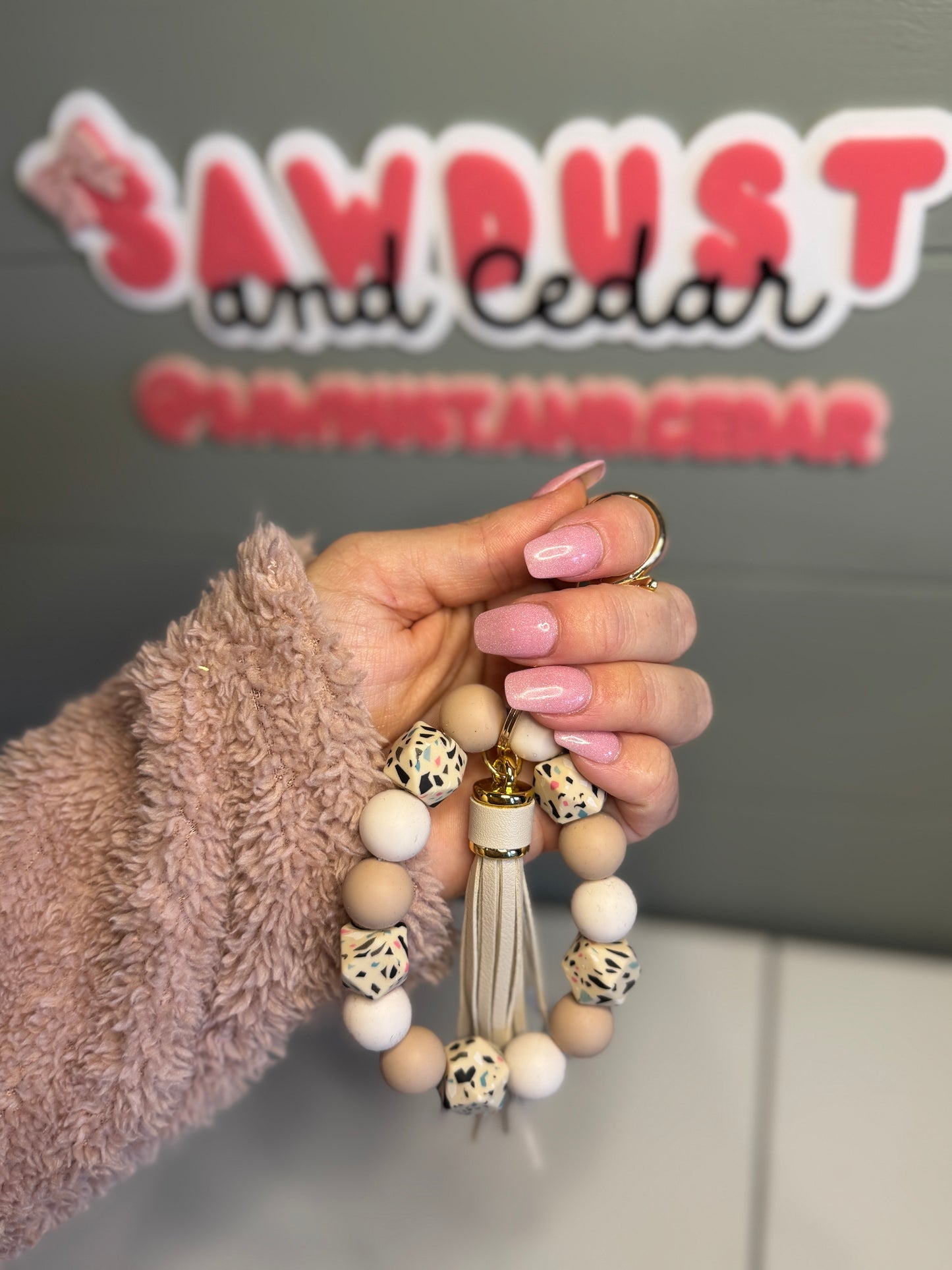 Speckled Cream Wristlet