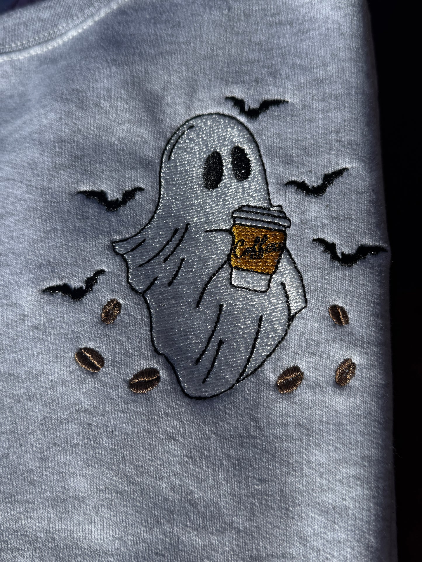 Embroidered Coffee Ghost Crewneck