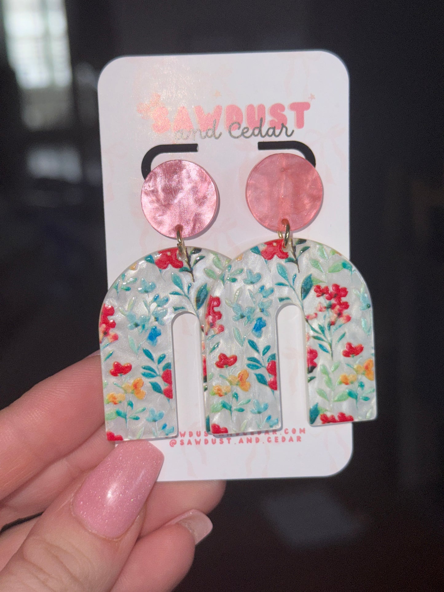 Pink Wildflower Arch Earrings