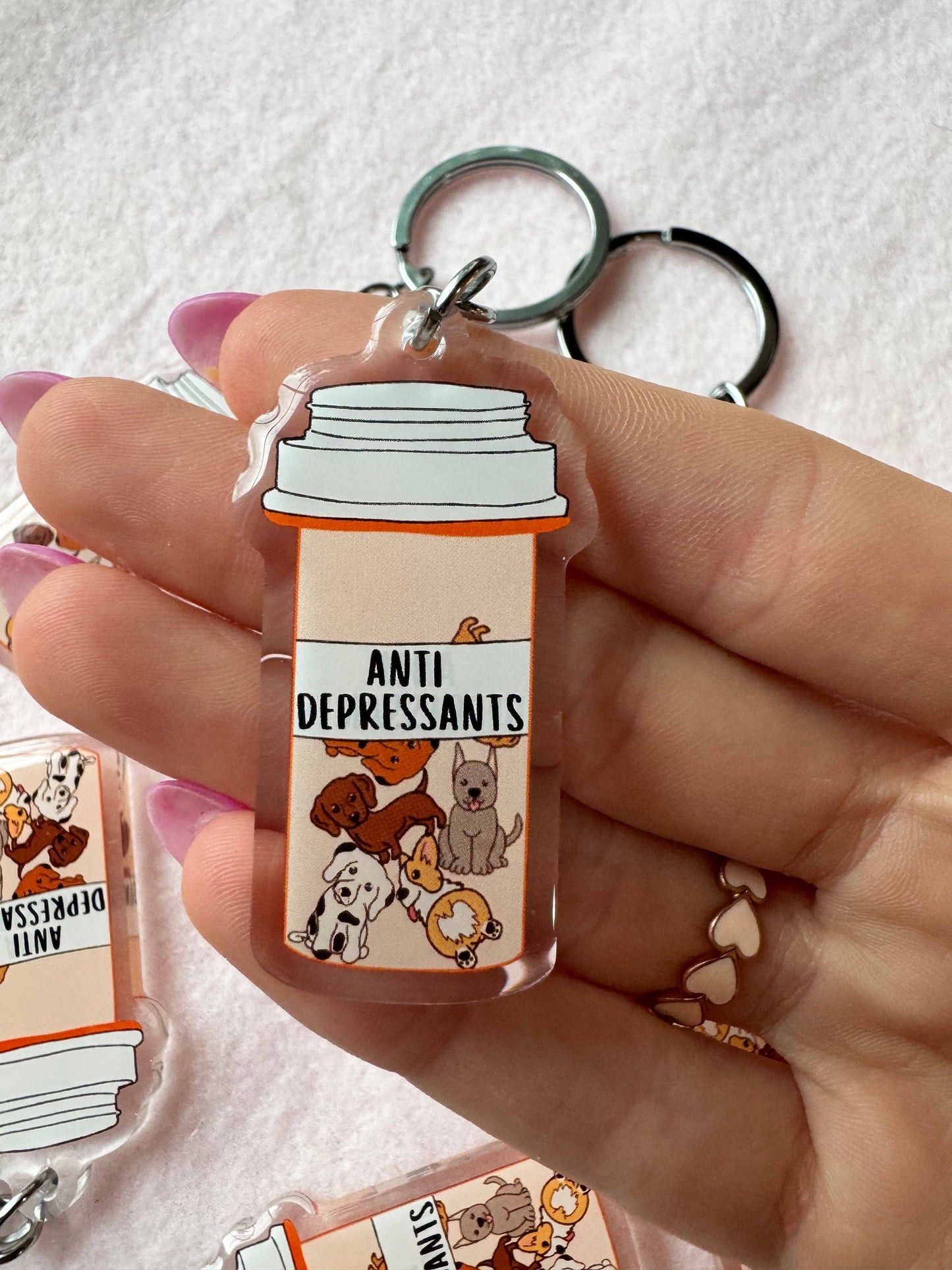 Dog Pill Bottle Keychain