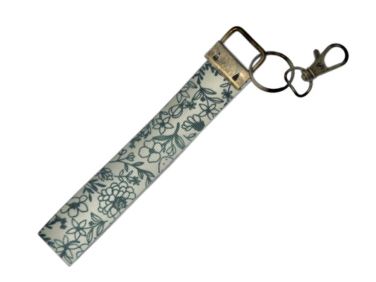 Floral B/W Fabric Wristlet