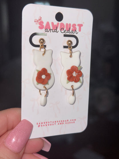 Floral Cat Earrings