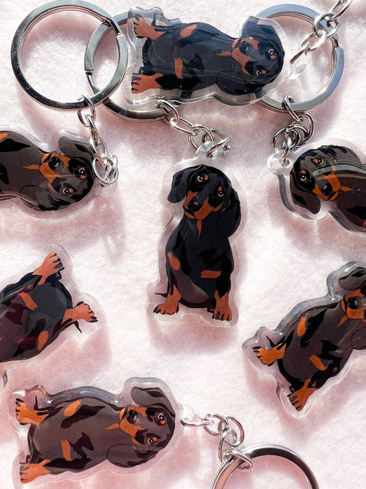 Dachshund (black and brown) Keychain