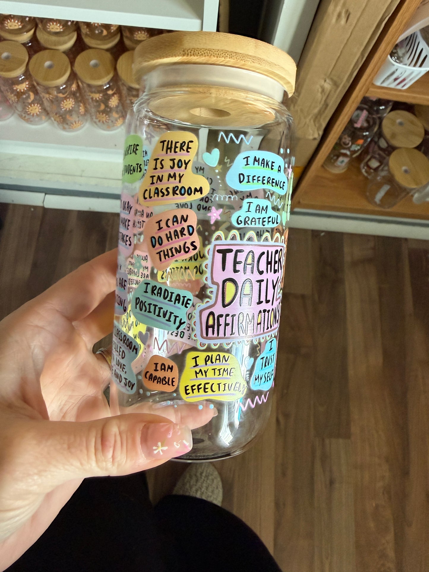Teacher Affirmations Glass Cup
