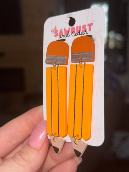 Pencil Teacher Drop Earrings