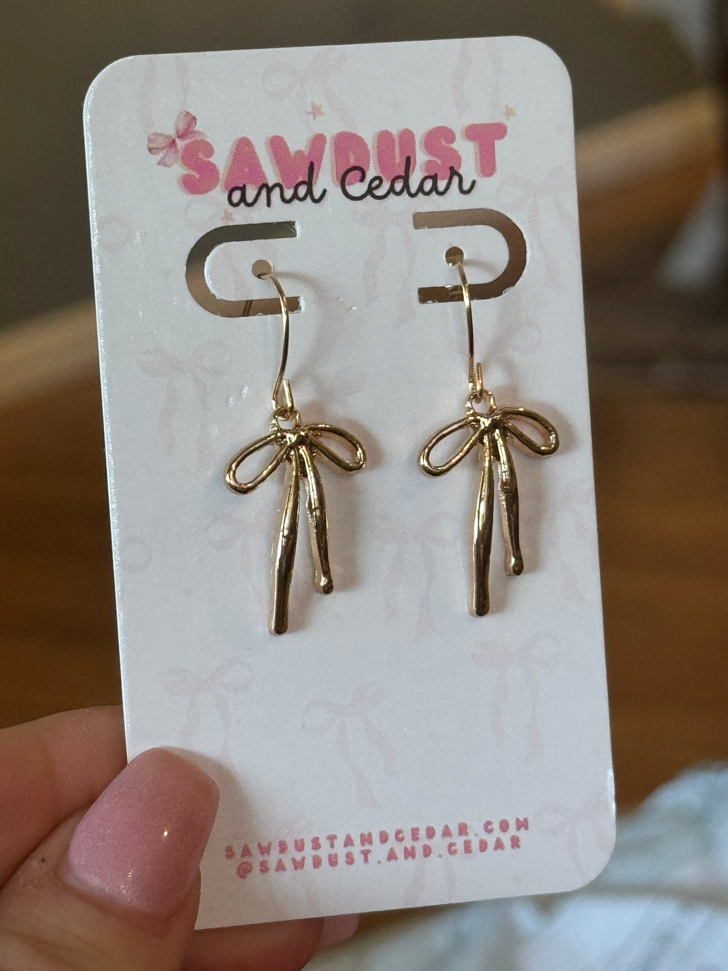 Petite Bow Gold Drop Earrings