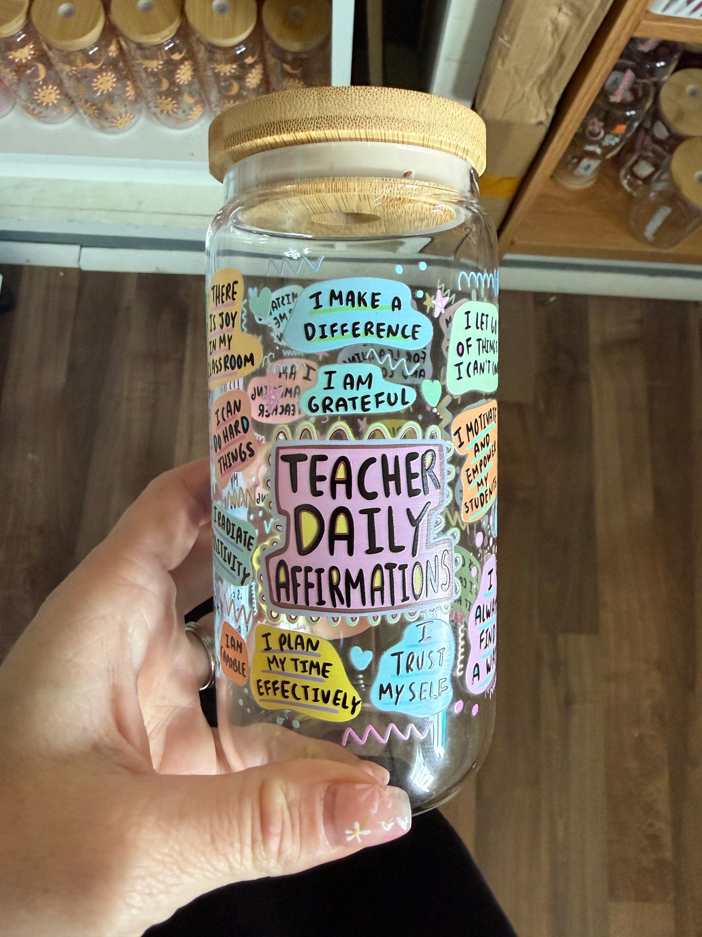 Teacher Affirmations Glass Cup
