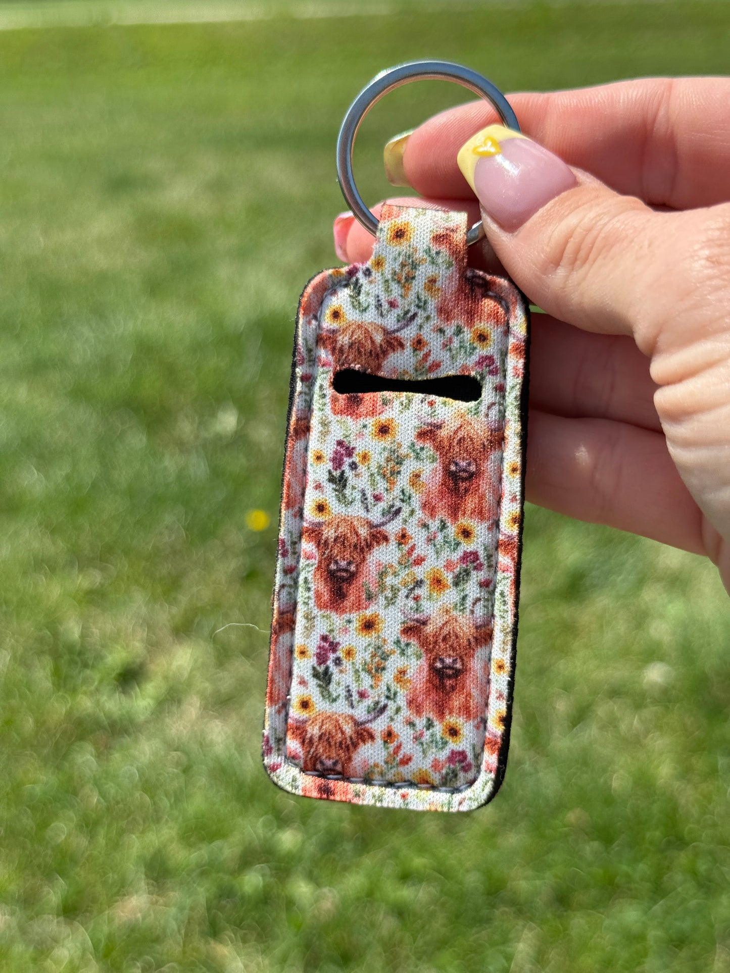 Highland Cow Chapstick Holder Keychain