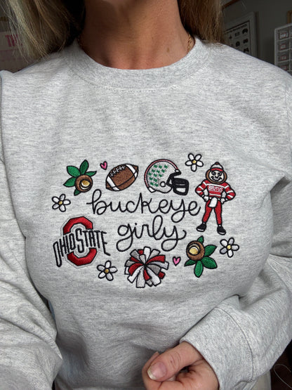 Ohio Girly Embroidered Crewneck by Sawdust and Cedar
