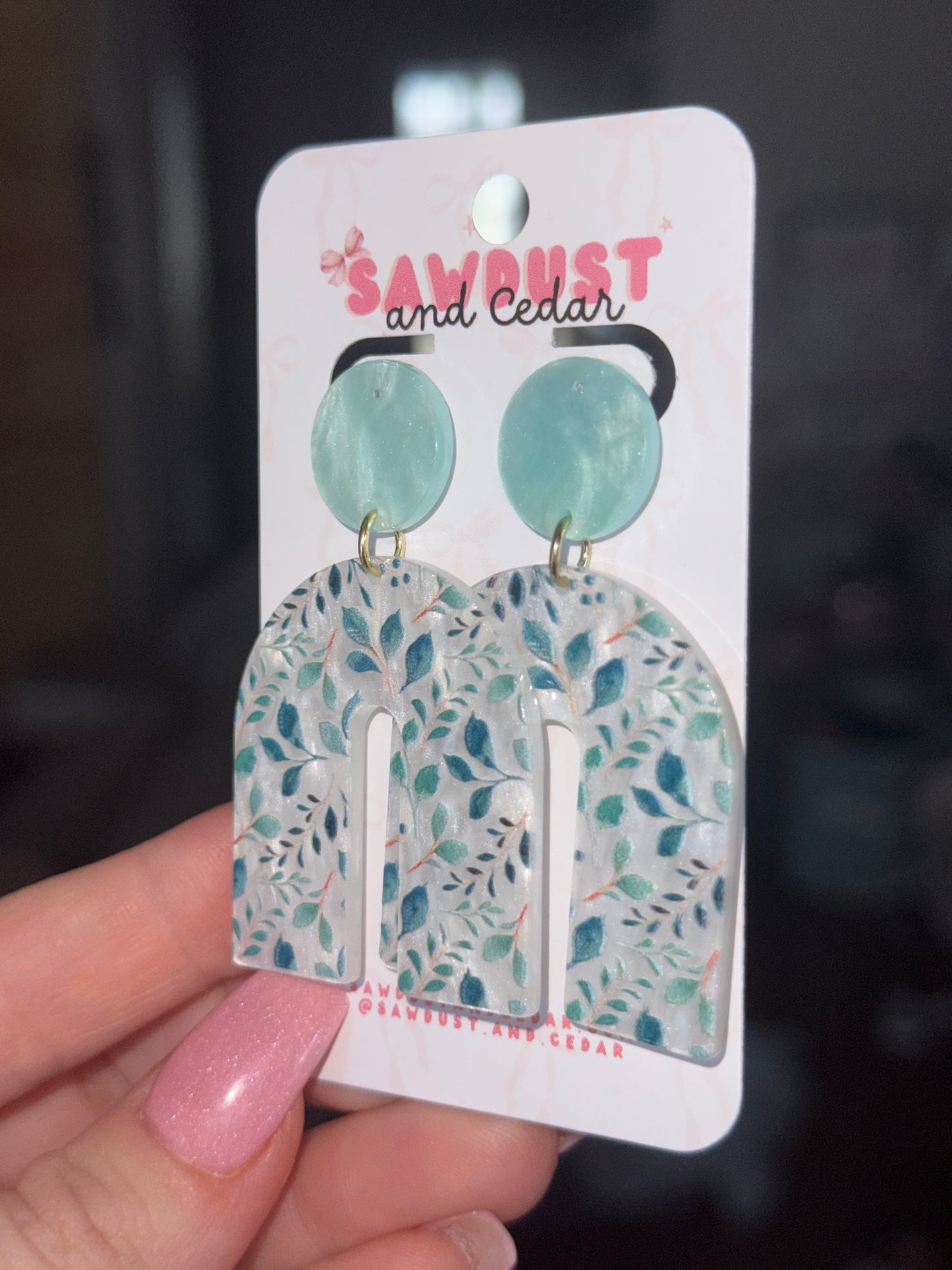 Baby Blue Wildflower Arch Earrings