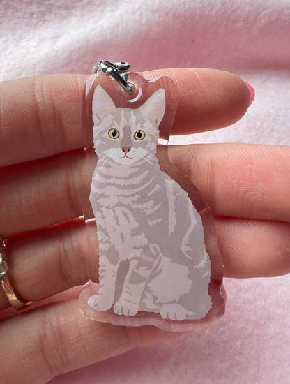 Gray Tabby Keychain