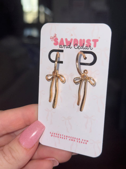 Golden Bow Hoop Earrings