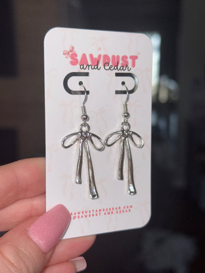 Silver Cascade Bow Earrings