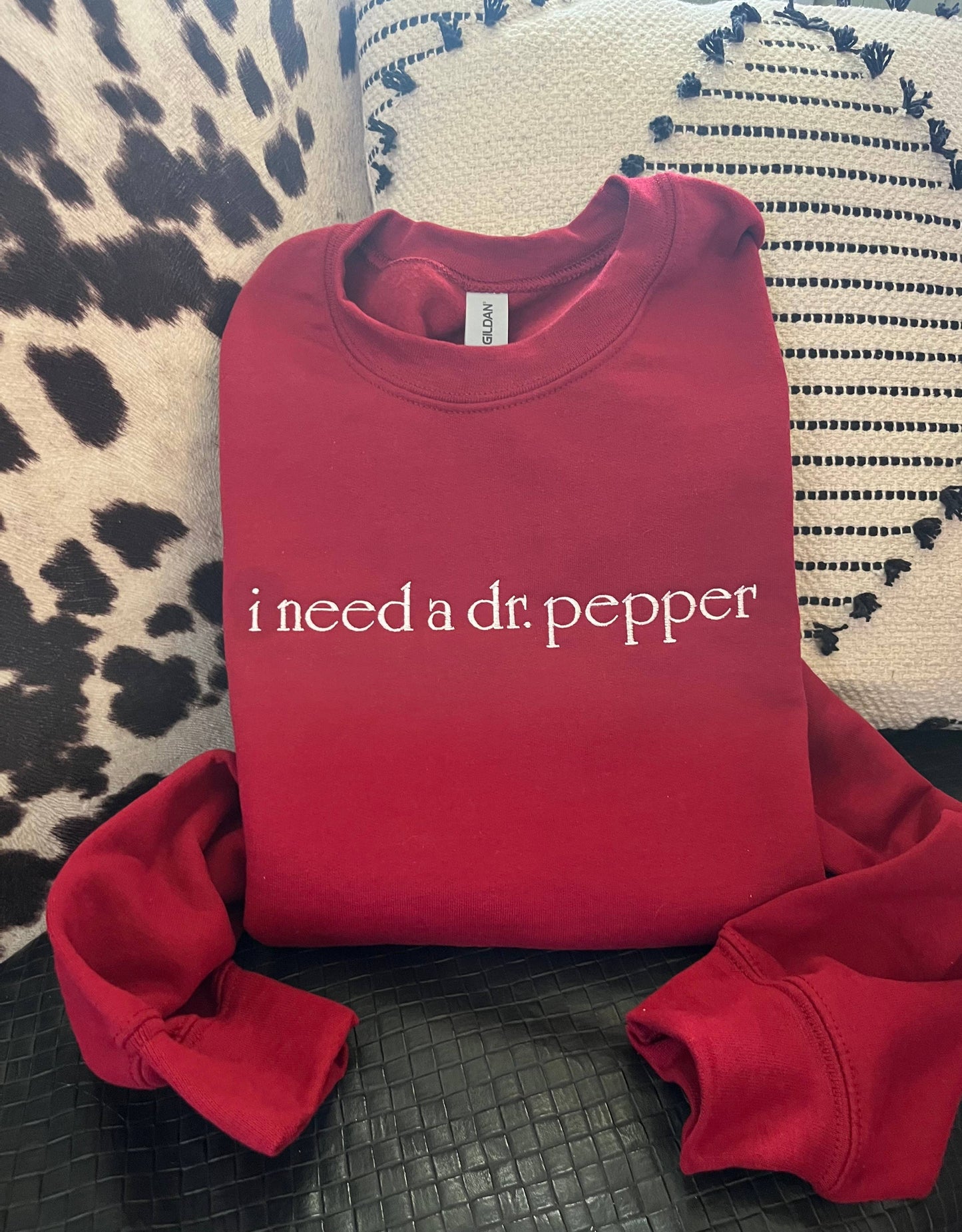Embroidered Crewneck
I need a Dr Pepper: L