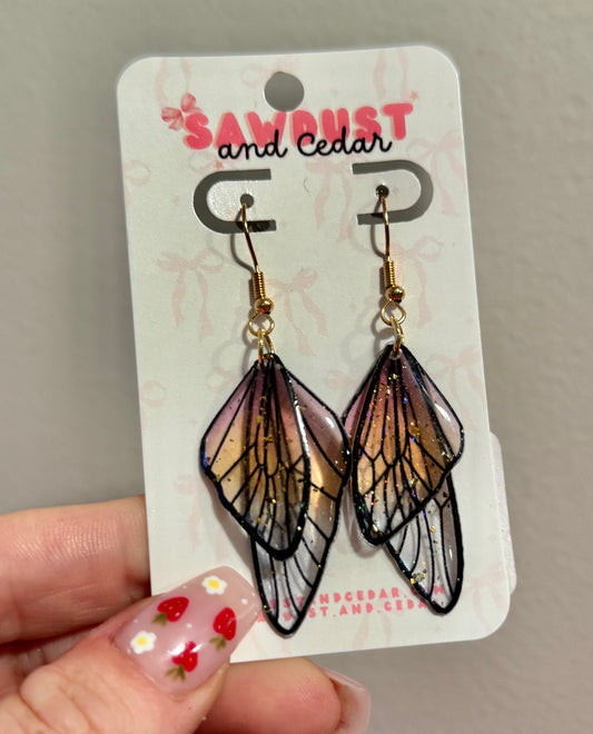 Butterfly Wings Orange Earrings