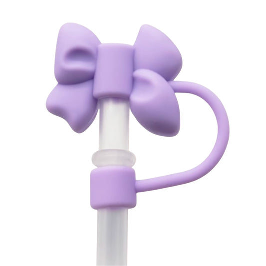 Purple Bow Straw Topper