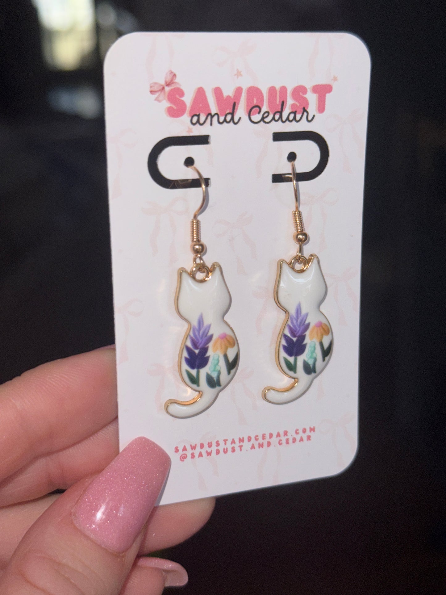 Spring Floral Cat Earrings