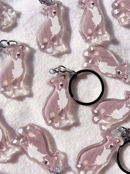 Pit Bull (gray), Staffy (gray) Keychain