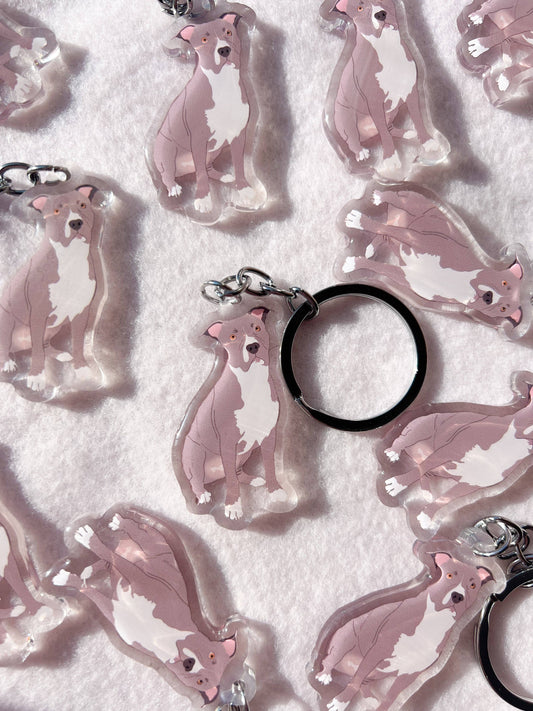 Pit Bull (gray), Staffy (gray) Keychain