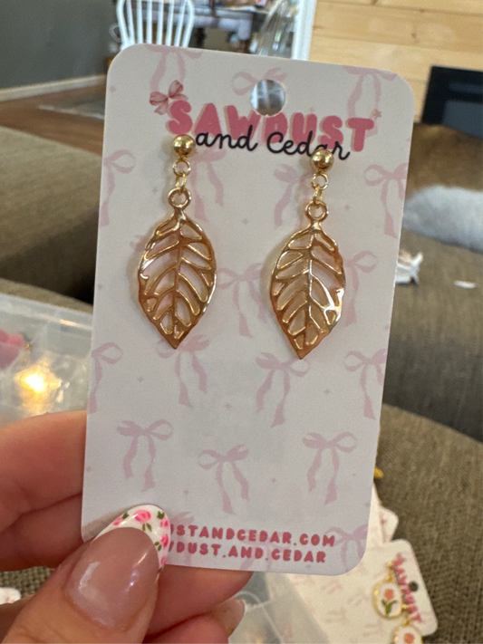 Golden Leaf Dangles Earrings