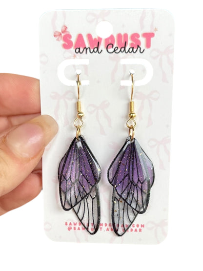Butterfly Wing Purple Earrings