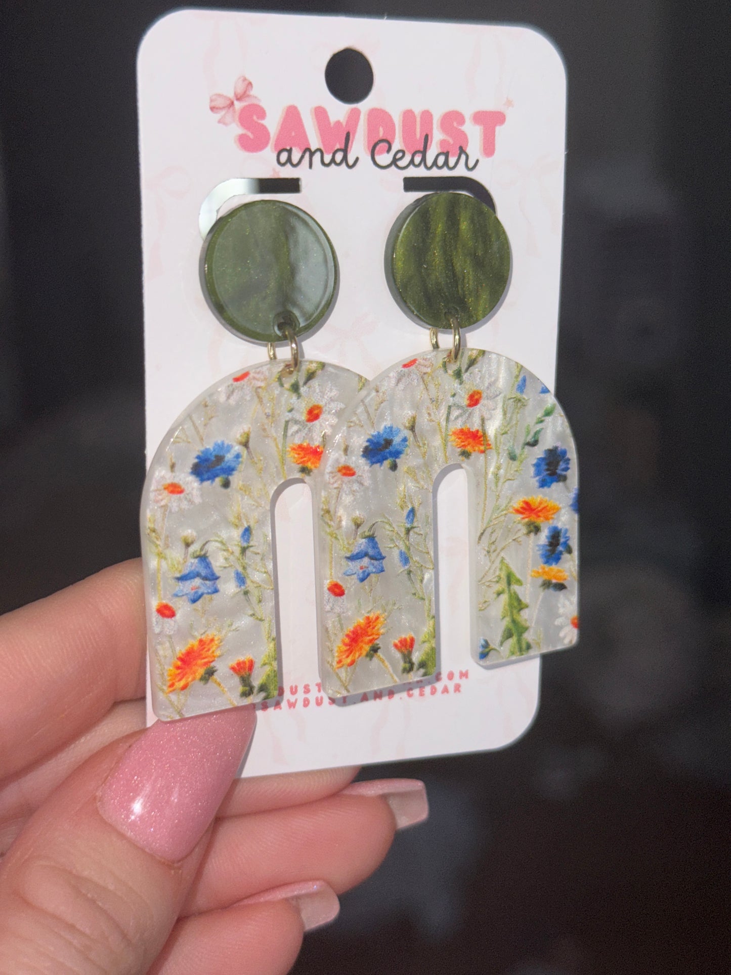 Emerald Wildflower Arch Earrings