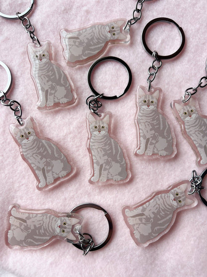Gray Tabby Keychain
